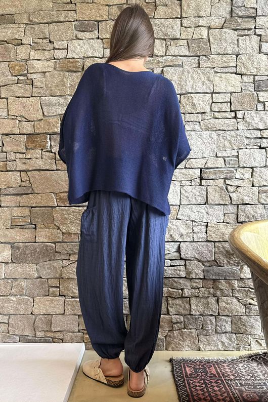 Conrad Boxy Cotton Knit Navy